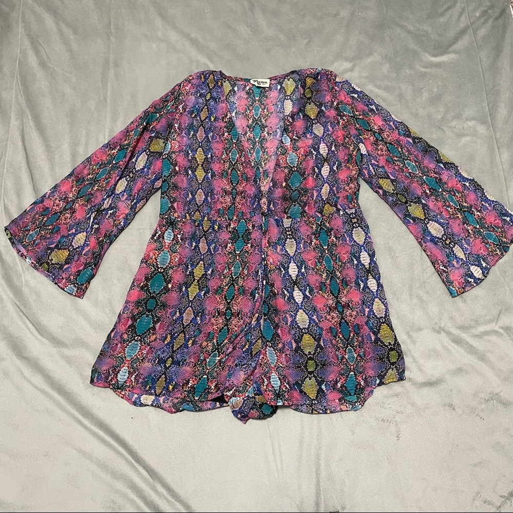 Show Me Your Mumu Roxy Romper Oh My Boa Print EUC Size S